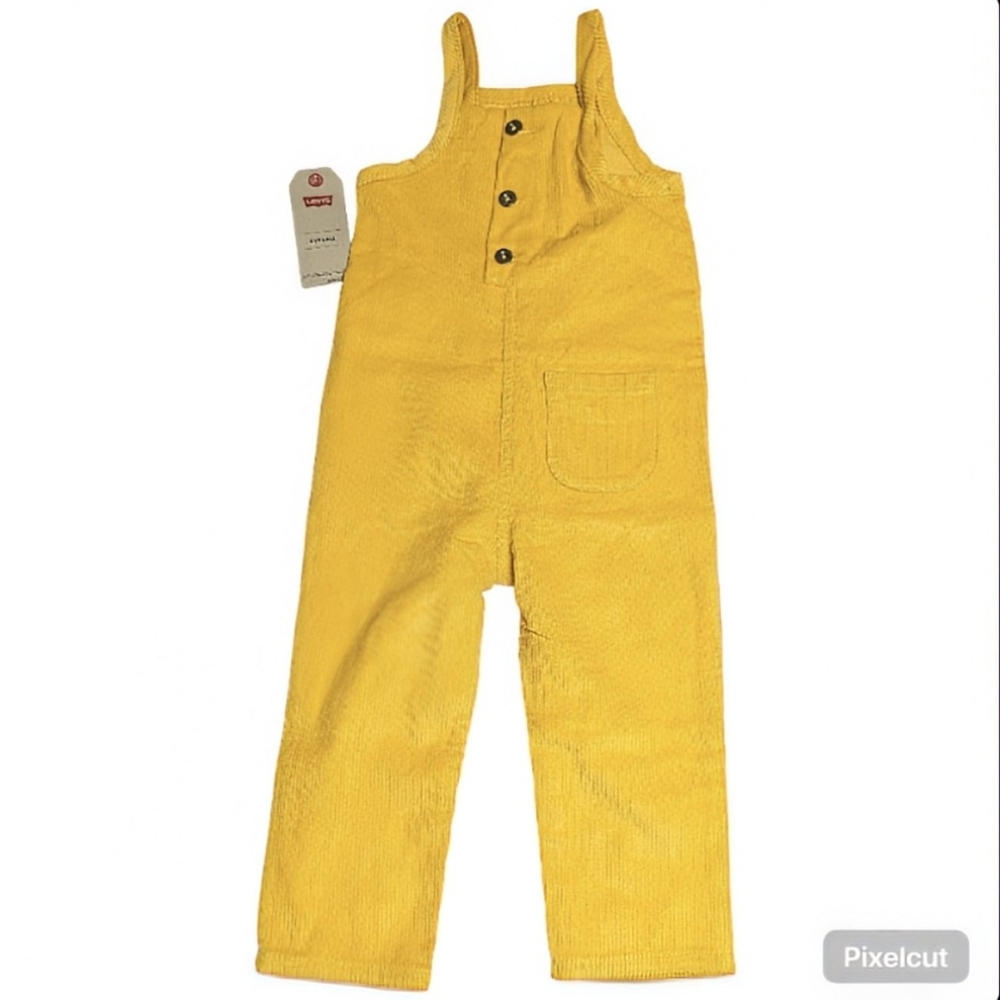 Levi's Toddler Soft Corduroy Marigold Yellow Rustic 90's Retro Style Overalls
